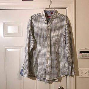 Men’s IZOD blue and yellow plaid button up